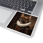 French Bulldog Renaissance Royal vinyl sticker by Tritan, on a laptop