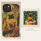 French Bulldog Retro Autumn phone and sticker gift set: dual-layer iPhone 15 Pro tough case and 3x3 vinyl sticker