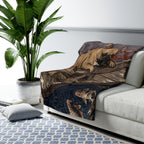 French Bulldog Japanese Print cozy gift set: sherpa fleece blanket, cork-back coaster, and vinyl sticker