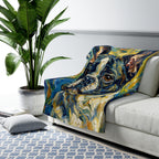 French Bulldog Post-Impressionist sherpa blanket by Tritan, on sofa