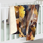 French Bulldog Watercolor sherpa blanket by Tritan, on bed