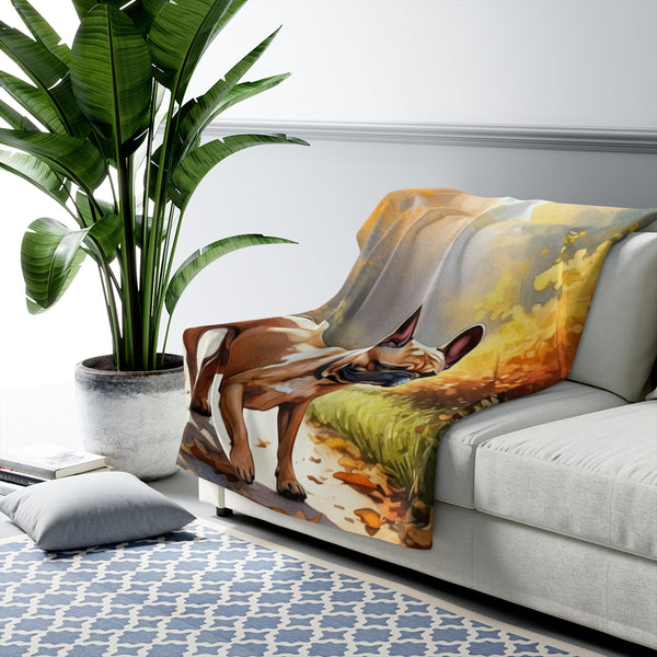 French Bulldog Watercolor Autumn Path Throw Blanket | Premium Dog Prints | Tritan — Lifestyle View