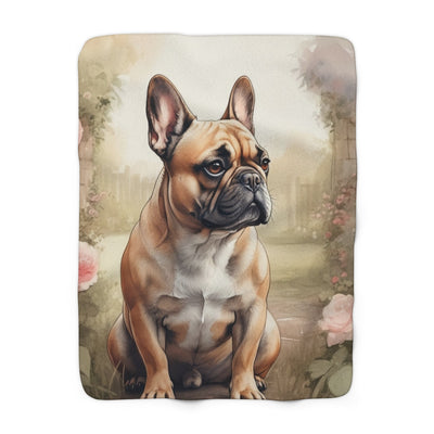 French Bulldog Watercolor Cottage Garden Throw Blanket | Premium Dog Prints | Tritan
