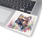 French Bulldog Watercolor vinyl sticker by Tritan, on a laptop