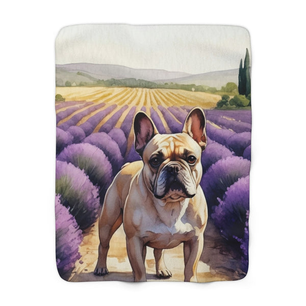 French Bulldog Watercolor Lavender Fields Throw Blanket | Premium Dog Prints | Tritan