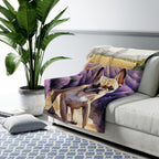 French Bulldog Watercolor Lavender Fields Throw Blanket | Premium Dog Prints | Tritan
