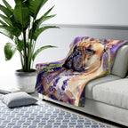 French Bulldog Watercolor sherpa blanket by Tritan, on sofa