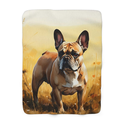 French Bulldog Watercolor Meadow Golden Throw Blanket | Premium Dog Prints | Tritan