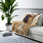 French Bulldog Watercolor sherpa blanket by Tritan, on sofa