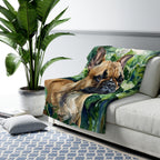 French Bulldog Watercolor sherpa blanket by Tritan, on sofa