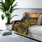 German Shepherd Acrylic sherpa blanket by Tritan, on sofa