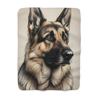 German Shepherd Charcoal Portrait Throw Blanket | Premium Dog Prints | Tritan