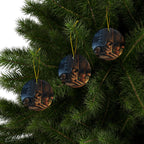 German Shepherd Christmas Storybook ceramic ornament by Tritan, set