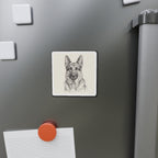 German Shepherd Graphite die-cut magnet by Tritan, on the fridge