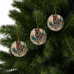 German Shepherd Halloween Poster ceramic ornament by Tritan, set