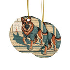 German Shepherd Halloween Poster ceramic ornament by Tritan, front and back