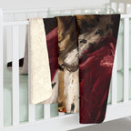 German Shepherd Kings & Queens sherpa blanket by Tritan, on bed