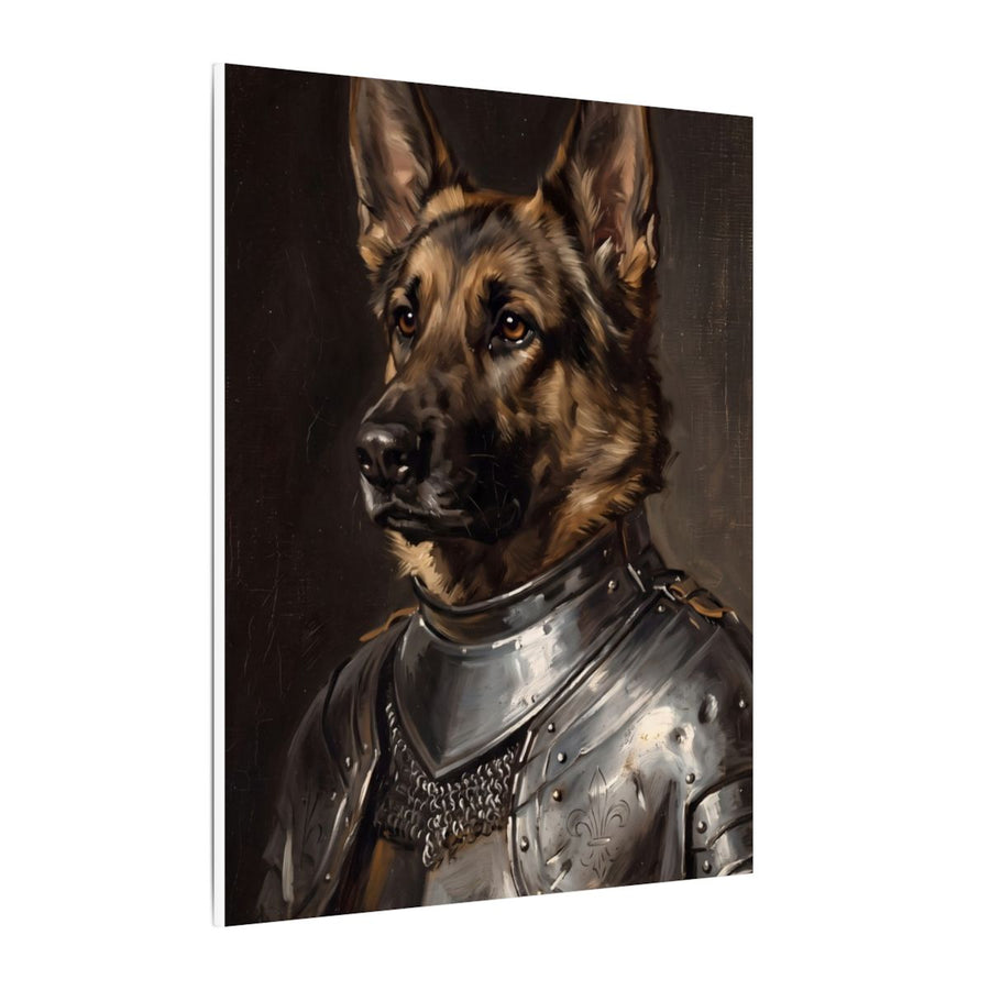 German Shepherd Medieval Knight canvas print by Tritan, side
