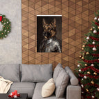 German Shepherd Medieval Knight matte poster print by Tritan, framed on wall