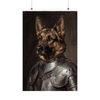 German Shepherd Medieval Knight matte poster print by Tritan, front
