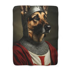 German Shepherd Medieval Knight Portrait Regal Throw Blanket | Premium Dog Prints | Tritan