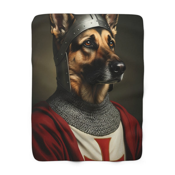 German Shepherd Medieval Knight Portrait Regal Throw Blanket | Premium Dog Prints | Tritan