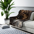 German Shepherd Medieval Knight sherpa blanket by Tritan, on sofa