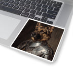 German Shepherd Medieval Knight vinyl sticker by Tritan, on a laptop