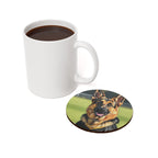 German Shepherd Oil Painting Soccer Coaster, GSD Art Print, Dog Lover Gift, Pet Owner Decor, Football Fan Present, Dog Mom