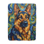 German Shepherd Post-Impressionist sherpa blanket by Tritan, front