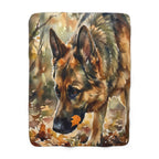 German Shepherd Watercolor sherpa blanket by Tritan, front