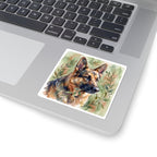 German Shepherd Watercolor vinyl sticker by Tritan, on a laptop