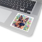 German Shepherd Watercolor vinyl sticker by Tritan, on a laptop