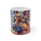 German Shepherd Watercolor ceramic mug by Tritan, front