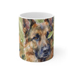 German Shepherd Watercolor ceramic mug by Tritan, front