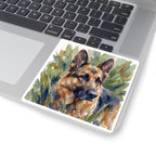 German Shepherd Watercolor vinyl sticker by Tritan, on a laptop