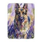 German Shepherd Watercolor sherpa blanket by Tritan, front