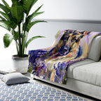 German Shepherd Watercolor sherpa blanket by Tritan, on sofa