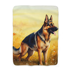 German Shepherd Watercolor sherpa blanket by Tritan, front