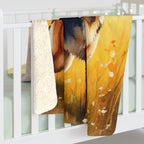 German Shepherd Watercolor sherpa blanket by Tritan, on bed