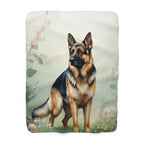 German Shepherd Watercolor sherpa blanket by Tritan, front