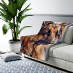 German Shepherd Watercolor sherpa blanket by Tritan, on sofa