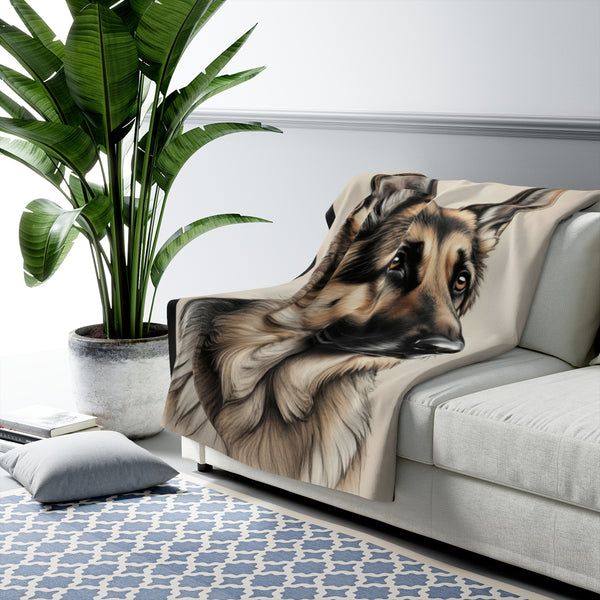 German Shepherd Watercolor Throw Blanket | Premium Dog Prints | Tritan — Lifestyle View