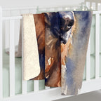 German Shepherd Watercolor sherpa blanket by Tritan, on bed