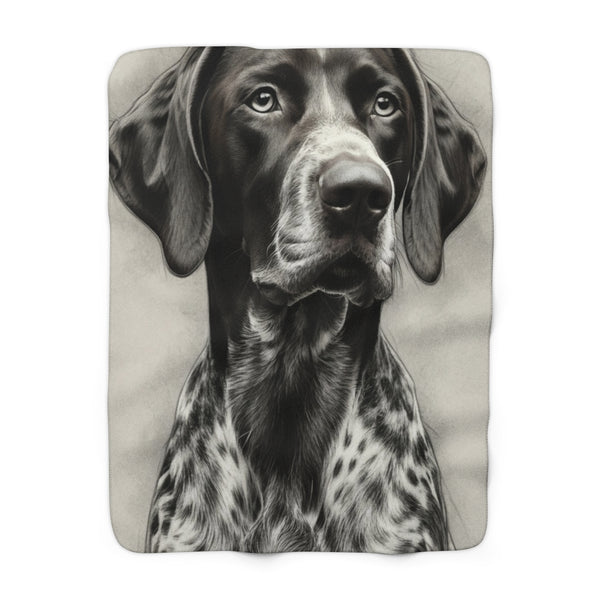 German Shorthaired Pointer Charcoal Portrait Throw Blanket | Premium Dog Prints | Tritan