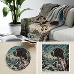 German Shorthaired Pointer Japanese Print cozy gift set: sherpa fleece blanket, cork-back coaster, and vinyl sticker