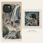 German Shorthaired Pointer Japanese Print phone and sticker gift set: dual-layer iPhone 15 Pro tough case and 3x3 vinyl sticker