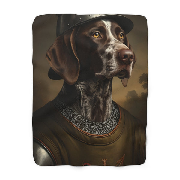 German Shorthaired Pointer Medieval Knight Portrait Regal Throw Blanket | Premium Dog Prints | Tritan