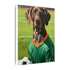 German Shorthaired Pointer Oil Painting Soccer Portrait Wall Art, GSP Dog Lover Gift, Canine Decor, Fetching Football Fan Canvas