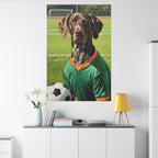 German Shorthaired Pointer Soccer Portrait canvas print by Tritan, desk wall
